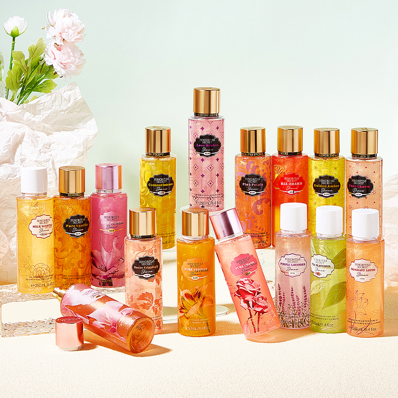 250 ミリリットルボディスプレー香水グリッターシマースプレーフローラルの香りファインミストボディスプラッシュミスト女性のための